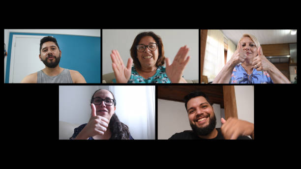 istock Family chatting with video conference. 1294954233