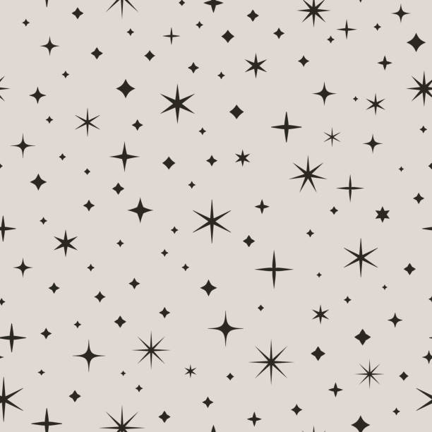 Starry Sky Seamless Pattern. Space Vector Background in Minimal Trendy Style. Abstract Geometric Texture with Star Starry Sky Seamless Pattern. Space Vector Background in Minimal Trendy Style. Abstract Geometric Texture with Star Different Shapes for print on textiles , wrapping paper, wallpapers mystery texture stock illustrations
