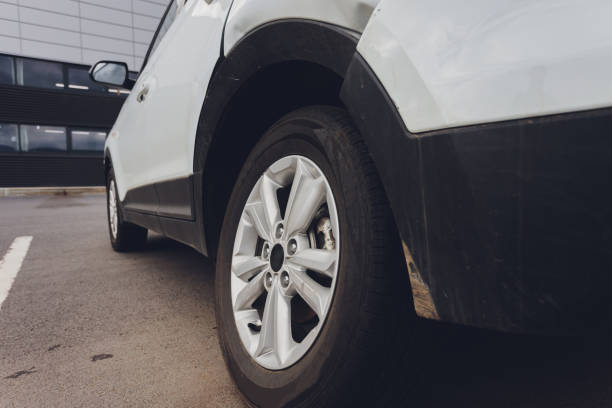 istock car has dented rear bumper damaged after accident. 1294959795