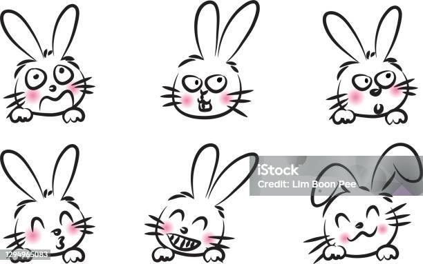 Rabbit Bitmoji Vector Cartoon Rabbit Emoji Set Stock Illustration - Download Image Now ...