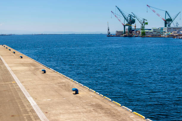 Port wharf lined with bollards