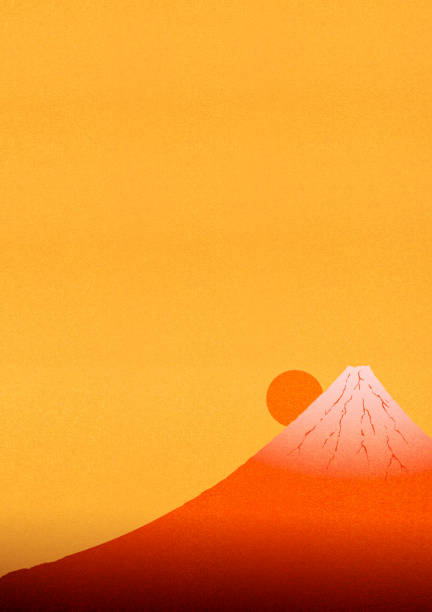 istock Vertical illustration of Mt. Fuji shining in red and sunrise. 1294986737