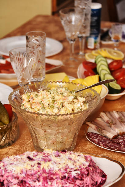 istock Russian salad on a Christmas food table 1294990799