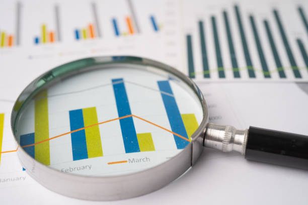 istock Magnifying glass on charts graphs paper. Financial development, Banking Account, Statistics, Investment Analytic research data economy, Stock exchange trading, Business office company meeting concept. 1294991124