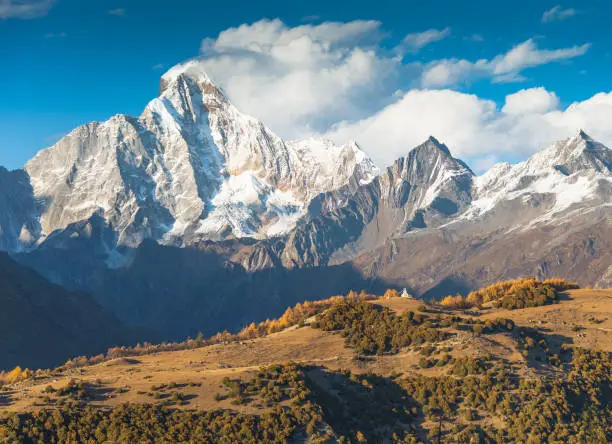 Amazing Meili Snow mountain and mountain range at Yunnan, China