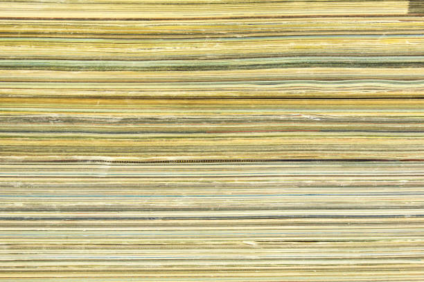 istock A stack of old magazines with shabby pages background. 1295008725