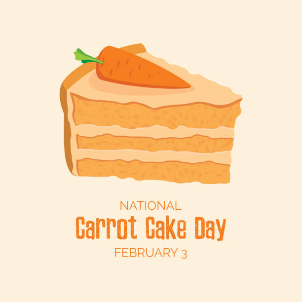 National Carrot Cake Day vector Delicious slice of carrot cake icon. Piece of cake with carrot vector. Carrot Cake Day Poster, February 3. Important day carrot cake day stock illustrations