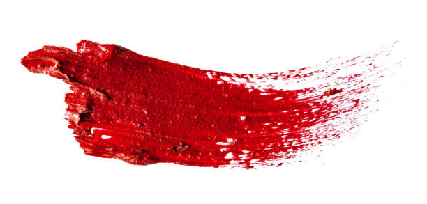 istock Stain swatch of a red matte lipstick on white background 1295013973