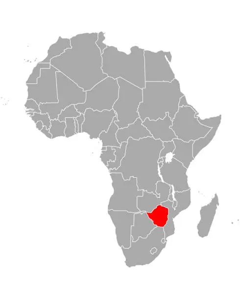 Vector illustration of Map of Zimbabwe in Africa