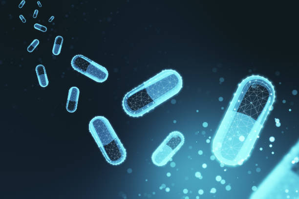 istock Abstract polygonal pills and capsule hologram. 1295018774