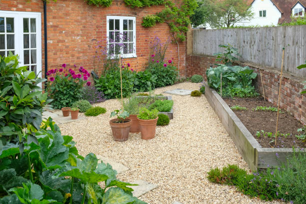 istock UK garden with hard landscaping 1295020586