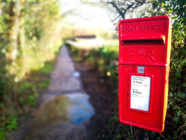 istock Traditional British red public mailbox in the countryside 1295021054