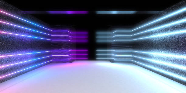 istock 3D abstract background with neon lights. neon tunnel .space construction . 3d illustration 1295027014