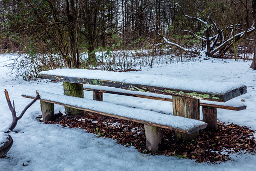 picnic area in the snow