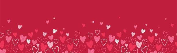 귀여운 손은 발렌타인 데이, 결혼식, 어머니의 날에 좋은 마음 원활한 패턴을 그린 - 직물, 배너, 배경 화면, 배경 화면. - valentines day stock illustrations