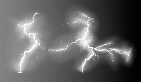 Lightning Coliding Lightning Lightning Lightning Collision Powerful Electrical Explosion ...