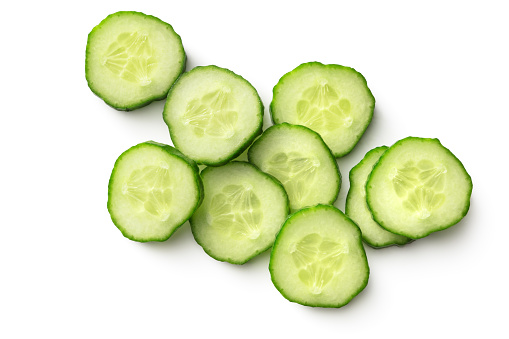 Vegetables: Cucumber Slices Isolated on White Background