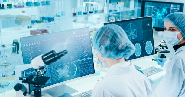 istock Female scientists studying brainwave scanning models and DNA sequences 1295039436
