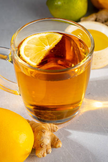 istock Hot herbal tea with ginger, lemon and honey 1295039476