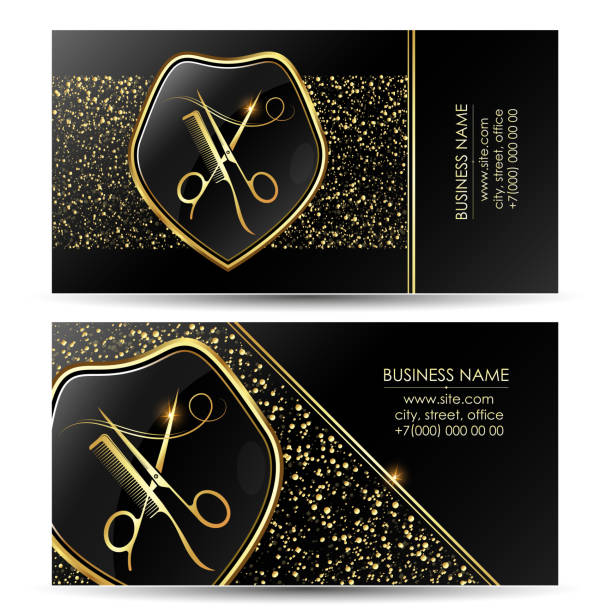 Beauty Salon Business Card Golden Black Scissors And Comb Stock  Illustration - Download Image Now - iStock