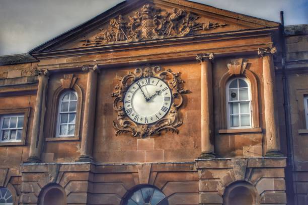 Wollaton Hall Clock on the Wollaton Hall courtyard building nottinghamshire stock pictures, royalty-free photos & images