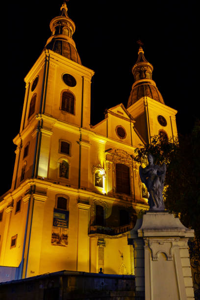 istock Night time Eger in Hungary 1295045787
