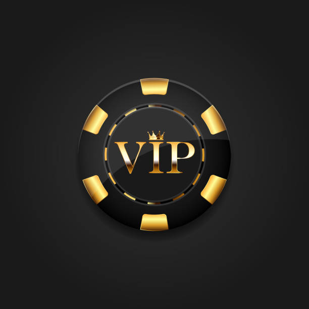 istock Casino chip with gold vip sign and crown. 1295052062