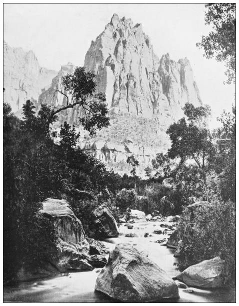 Antique photograph: Shoshone Falls, Idaho Antique photograph: Shoshone Falls, Idaho eagle rock stock illustrations
