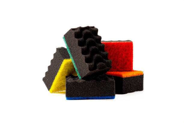 Foam sponger for washing dishes, black, assortment on a white background, horizontal, no people Foam sponger for washing dishes, black, assortment on a white background, horizontal, no people,. High quality photo sponger stock pictures, royalty-free photos & images