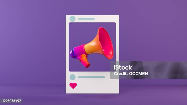 Megaphone Social Media Concept Stock Photo - Download Image Now - Social Media, Marketing, Advertisement