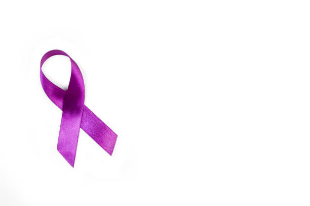 istock A purple ribbon on a white background 1295061330