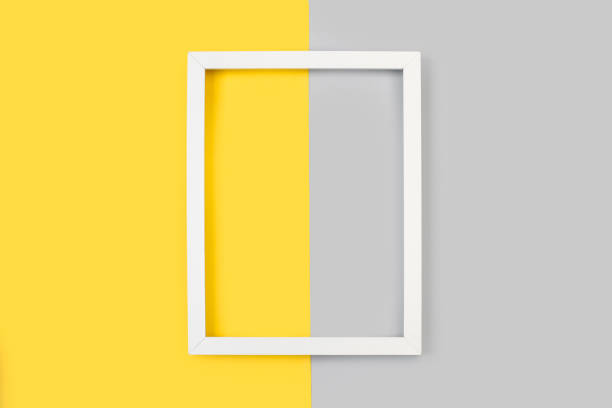 istock A white frame on a yellow and gray background 1295061339