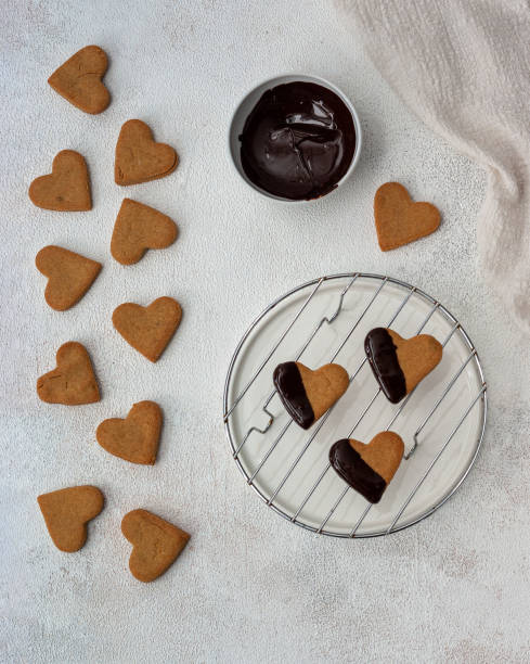 istock Heart shaped cookies with chocolate 1295061935