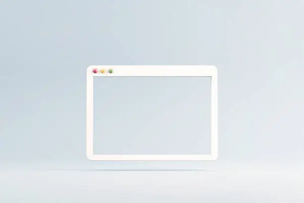 Minimal web simple browser window, 3d rendering.