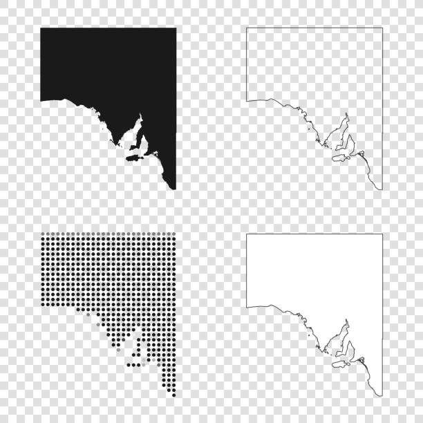 南澳大利亞地圖的設計 - 黑色，輪廓，馬賽克和白色 - 澳洲南部 插圖 幅插畫檔、美工圖案、卡通及圖標