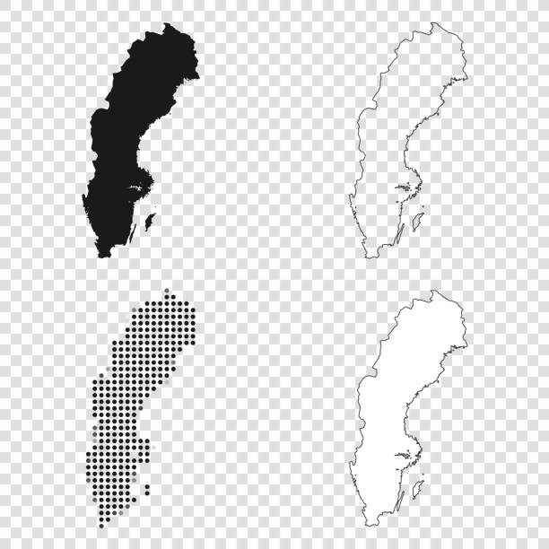 szwecja mapy do projektowania - czarny, zarys, mozaika i biały - sweden map stockholm vector stock illustrations