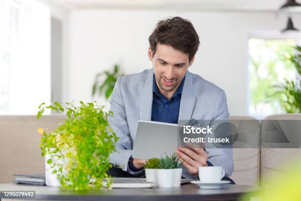Businessman Working In The Ecofriendly Green Office Stock Photo - Download Image Now