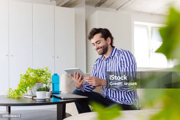Man Working In The Ecofriendly Green Office Stock Photo - Download Image Now - Working, Computer, Happiness
