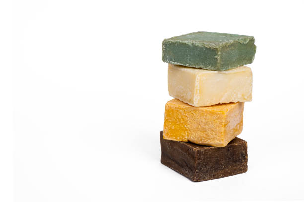 istock variety of Handmade colored soap on a white background 1295089334