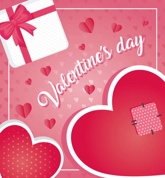 istock valentines day poster lettering with hearts and gift 1295093357