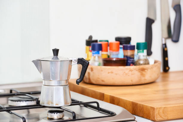 istock Italian coffee machine on the gas stove 1295094919