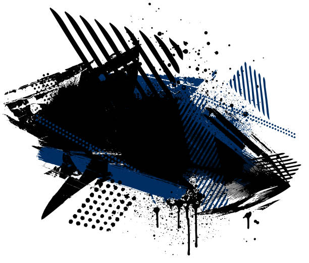 Grunge textures and patterns vector Black grunge paint mark and textured patterns illustration blue ink splatter stock illustrations