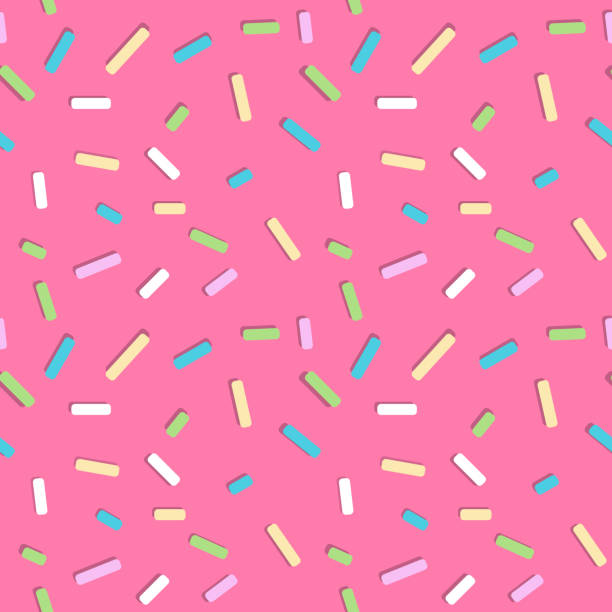 stockillustraties, clipart, cartoons en iconen met kleurrijke hagelslag op roze. donut glazuur naadloze patroon achtergrond - dropped ice cream