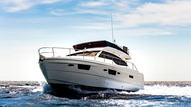 istock Luxurious motor boat sailing the sea 1295114225