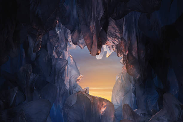 3d rendering of ice cave in the evening atmosphere