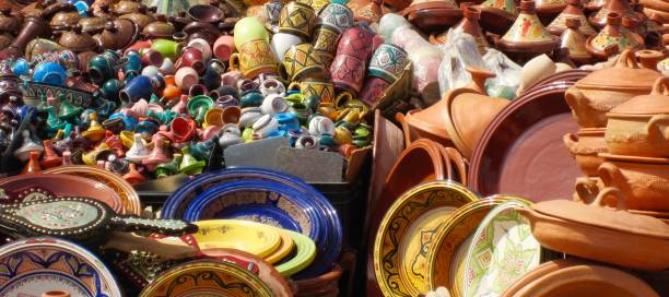 istock Pottery Shop Display Close-Up - Morocco 1295114752