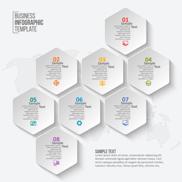 Abstract 3D Paper Infographics. Business template .Vector illustration vector abstract 3d paper infographic elements.Hexagon infographics.Honeycomb design Hexagon stock illustrations