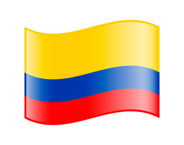 Vector Icon of Colombia Waving Flag on white background vector art illustration
