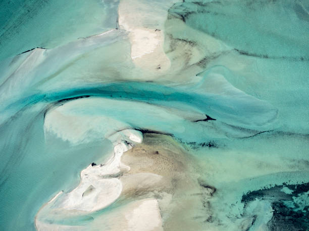 istock Aerial view of water and sand patterns Shark Bay 1295126867