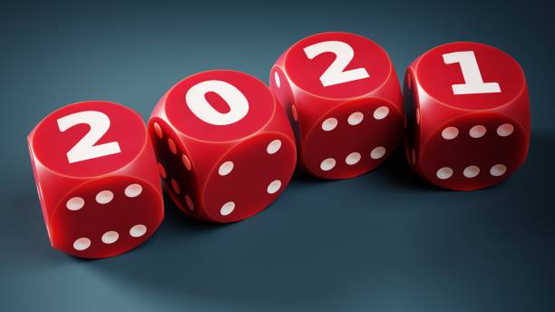 Red Dice Forming the Number 2021 Four red dice in a row with the top faces in evidence, forming the number 2021 uk free bets stock pictures, royalty-free photos & images